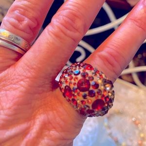 Coral Sparkle Cocktail Ring